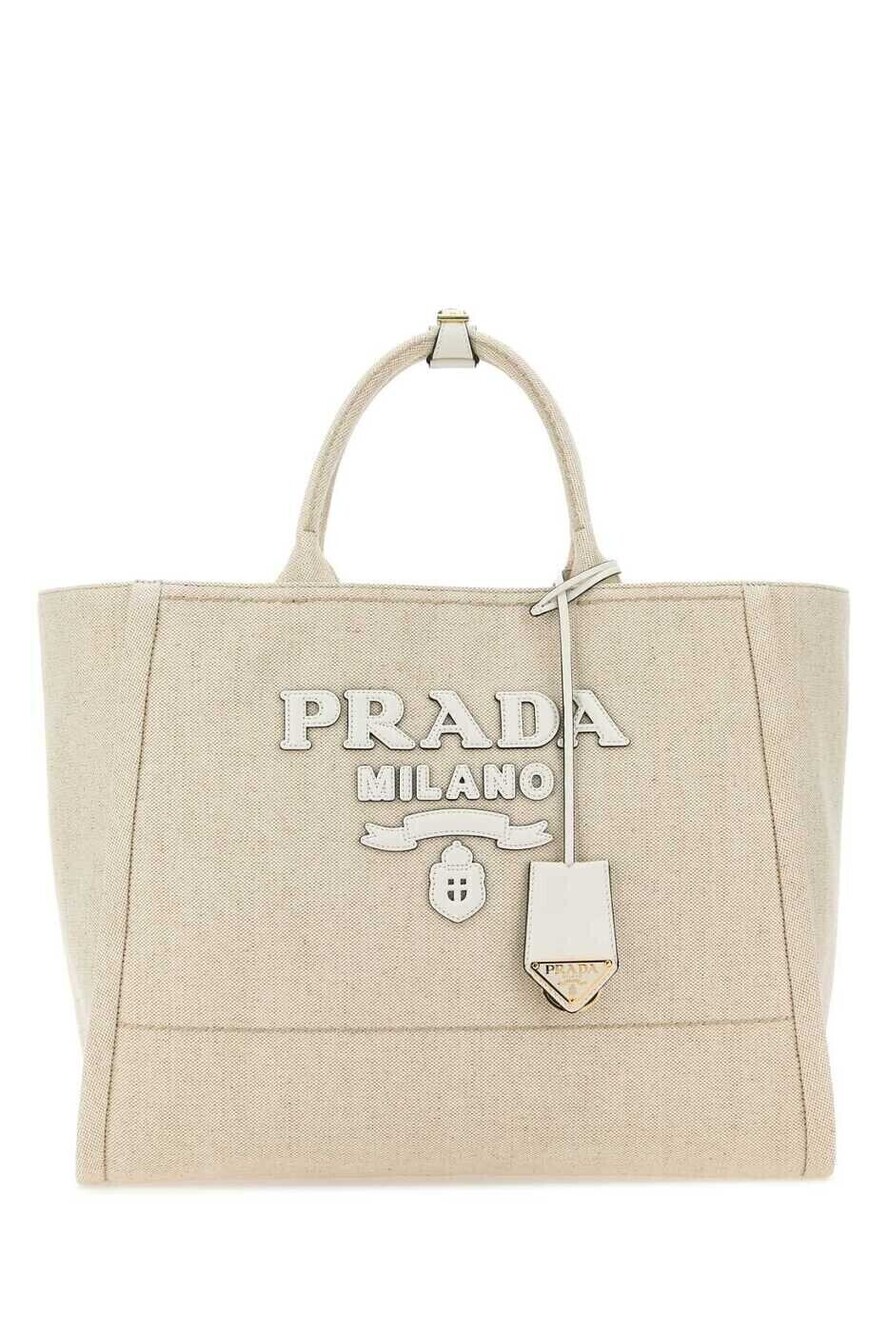 Prada Canapa Logo Canvas Tote Bag Tan